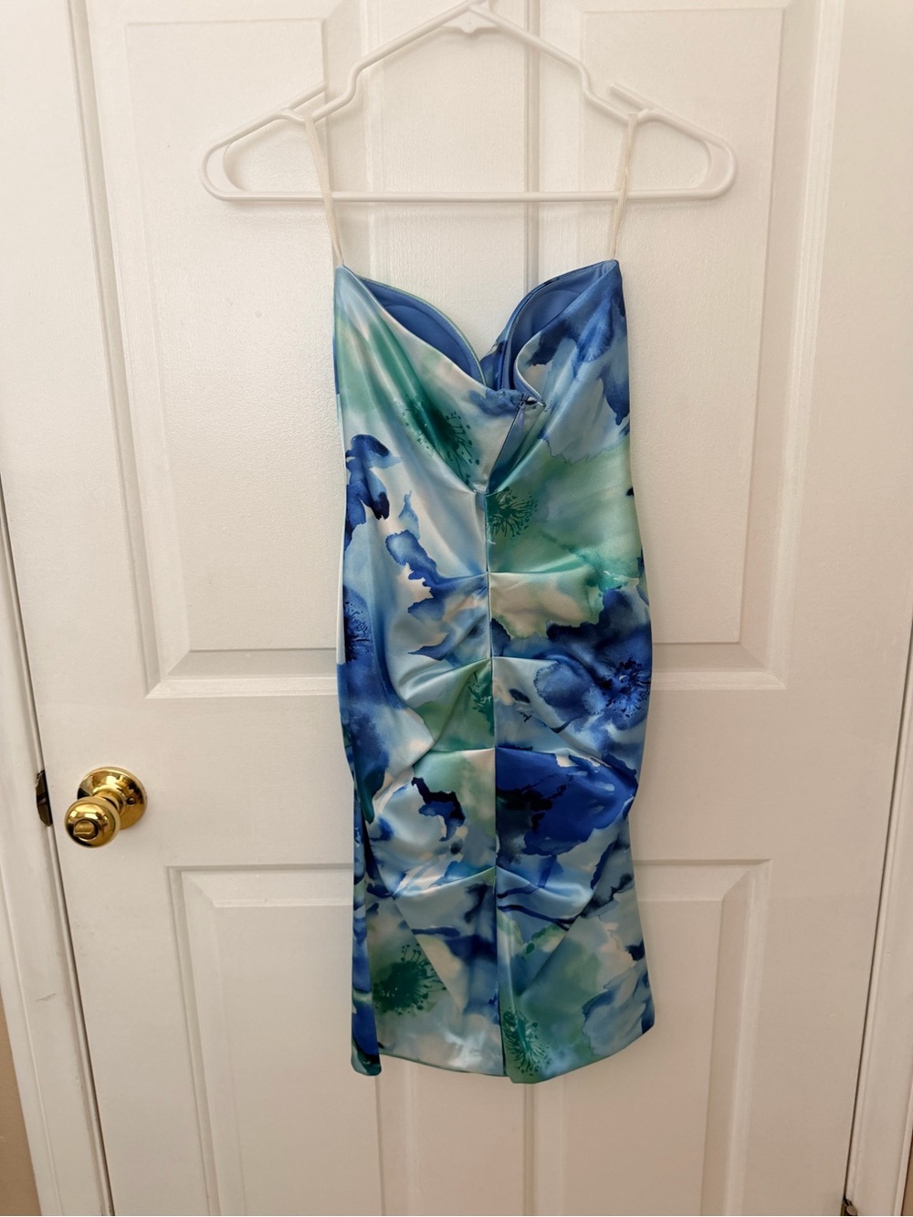 Jump Blue and Green Floral Satin Midi Dress